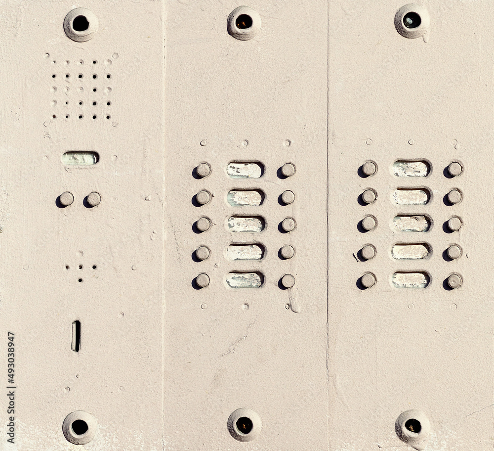 intercom doorbell on apartment building doors. intercom doorbell on apartment building doors.