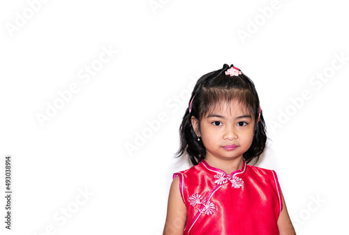 Portrait of a cute young Asian girl,isolated on white background