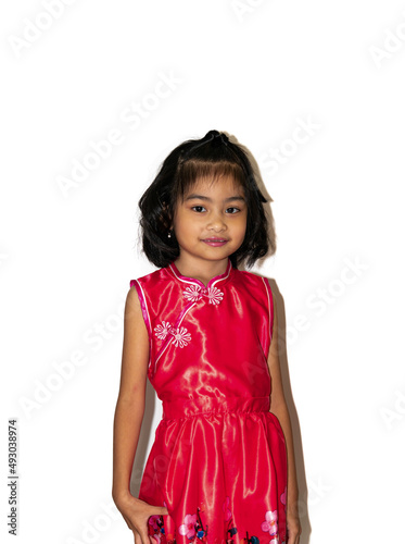 happy, smiling female asian filipino kid playing