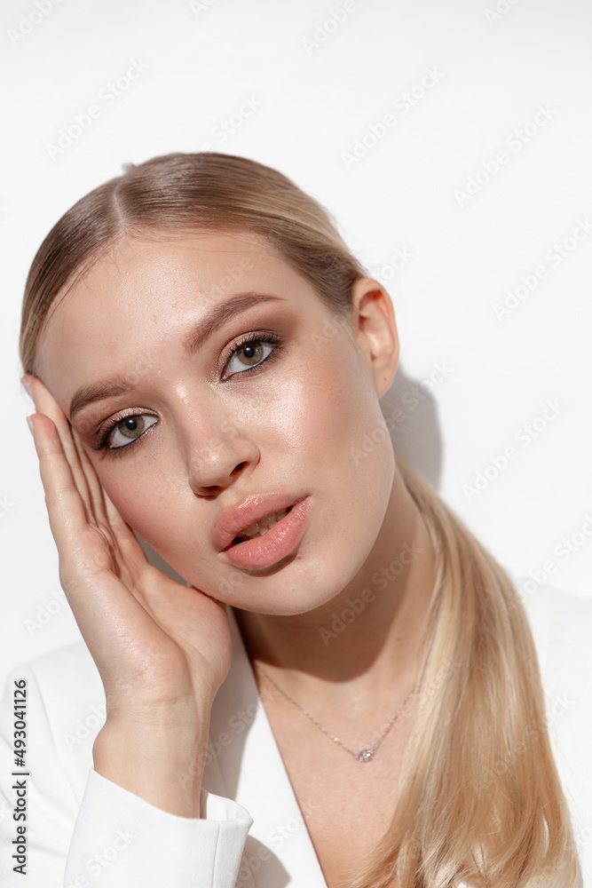 Emotional portraits of a beautiful girl with makeup and natural skin Emotional portraits of a beautiful girl with makeup and natural skin
