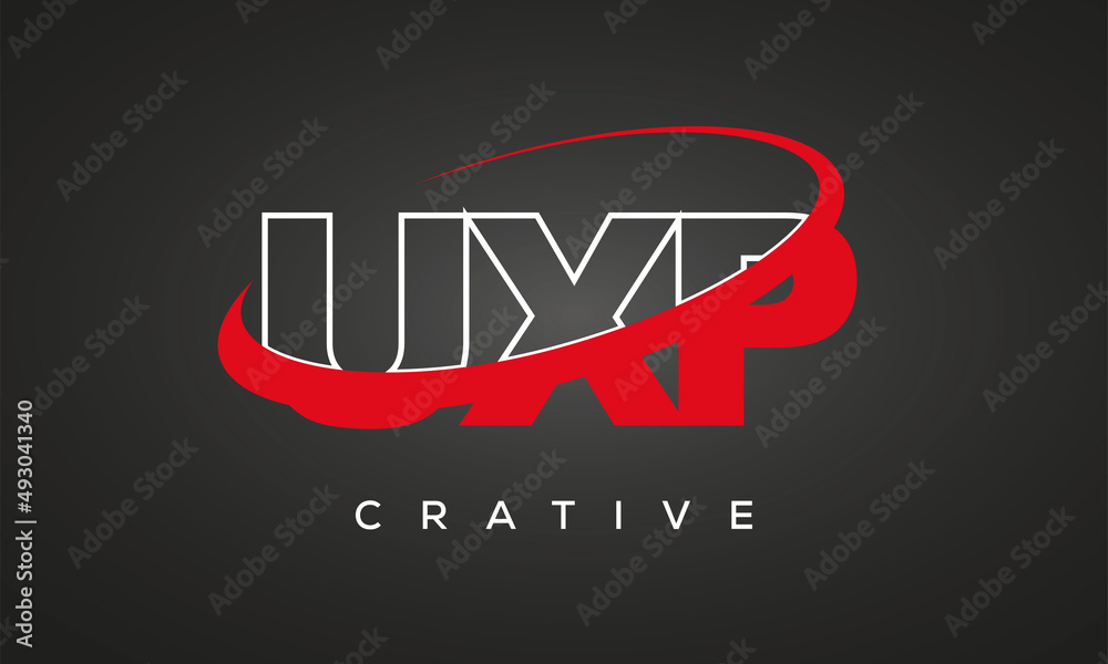 UXP creative letters logo with 360 symbol vector art template design