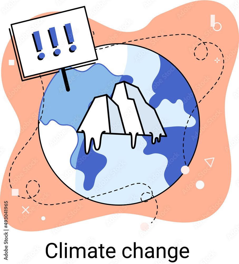 Melting glaciers, global warming, sea level rise concept. Climate
