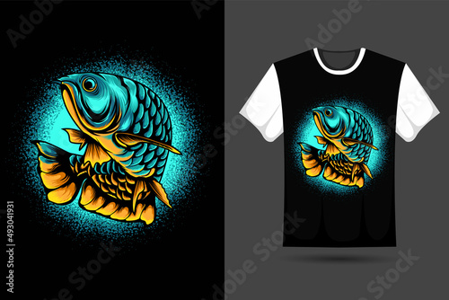 Arowana Fish illustration merchandise t shirt design