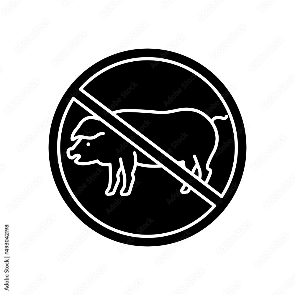 Abstain from meat consumption black glyph icon. Avoid overconsumption. Reject animal products. Vegan lifestyle. Silhouette symbol on white space. Solid pictogram. Vector isolated illustration Abstain from meat consumption black glyph icon. Avoid overconsumption. Reject animal products. Vegan lifestyle. Silhouette symbol on white space. Solid pictogram. Vector isolated illustration