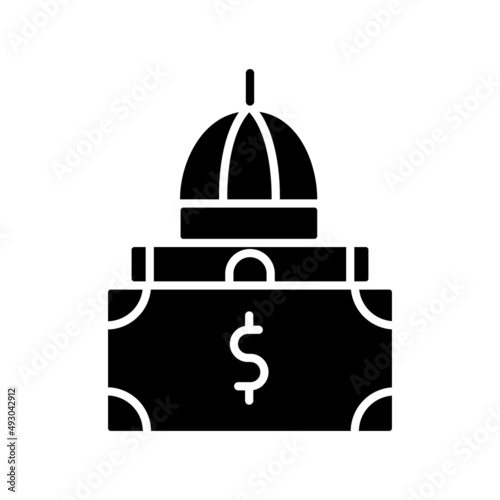 Federal financial support black glyph icon. Financing of inclusive education. Special needs funding. Silhouette symbol on white space. Solid pictogram. Vector isolated illustration