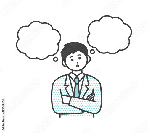 計画を立てている男性社員のイメージイラスト素材