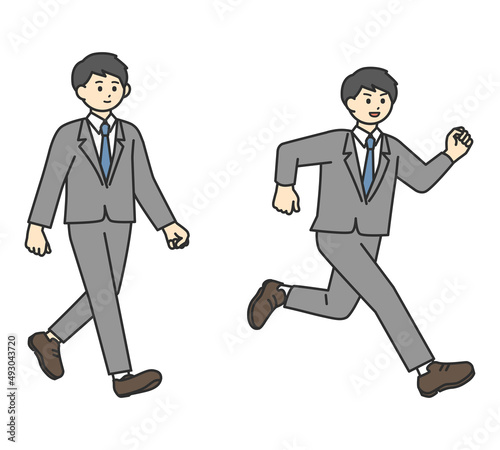 走っているビジネスパーソンのイラスト素材