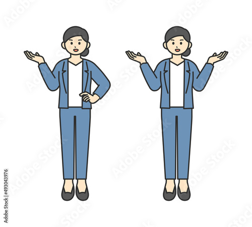 手を挙げるビジネスパーソンのイラスト素材