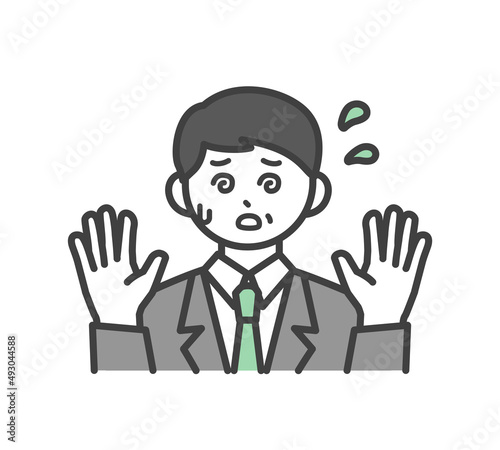 男性社員が焦っている表情のイラスト素材