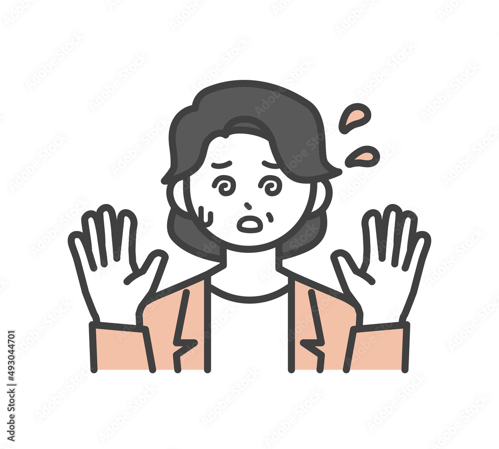 女性社員が焦っている表情のイラスト素材 女性社員が焦っている表情のイラスト素材