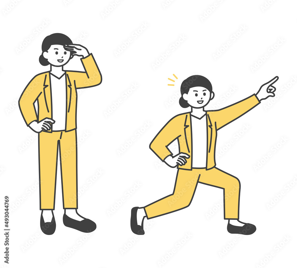 斜め上に指をさしているビジネスパーソンのイラスト素材 斜め上に指をさしているビジネスパーソンのイラスト素材