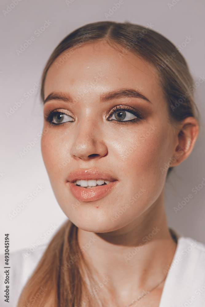 Emotional portraits of a beautiful girl with makeup and natural skin Emotional portraits of a beautiful girl with makeup and natural skin
