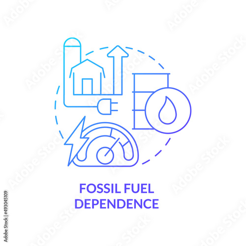 Fossil fuel dependence blue gradient concept icon. Agriculture and farming. Risks to food security abstract idea thin line illustration. Isolated outline drawing. Myriad Pro-Bold fonts used