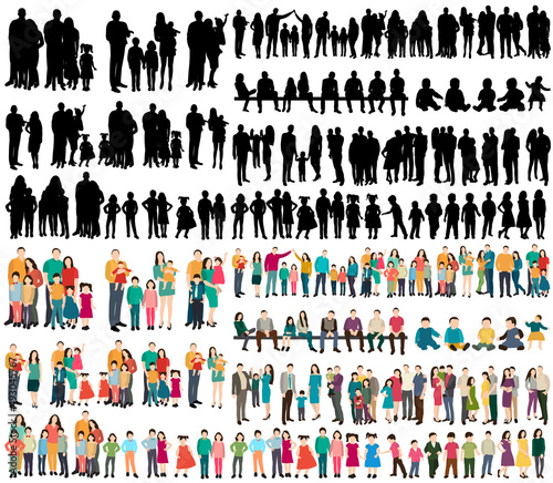 people silhouette set isolated vector