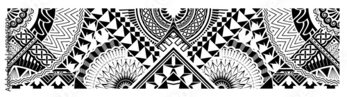 Art tattoo sleeve in polynesian style border photo