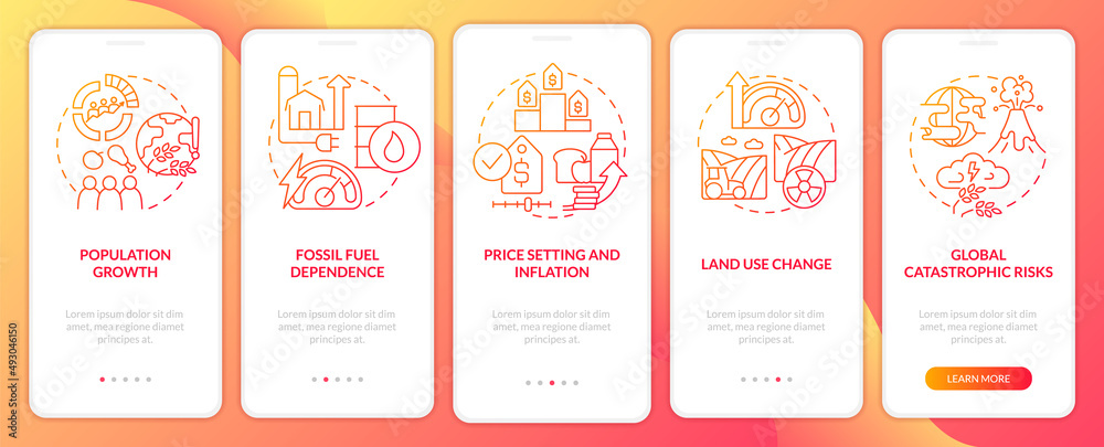 Risks to food security red gradient onboarding mobile app screen ...