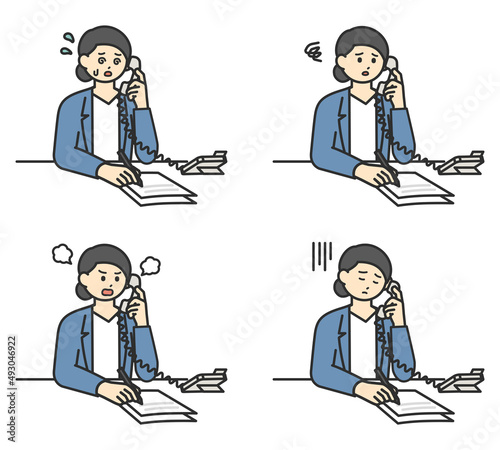 電話対応をするビジネスパーソンのイラスト素材