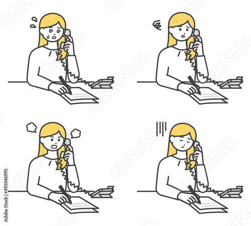 電話対応をするビジネスパーソンのイラスト素材