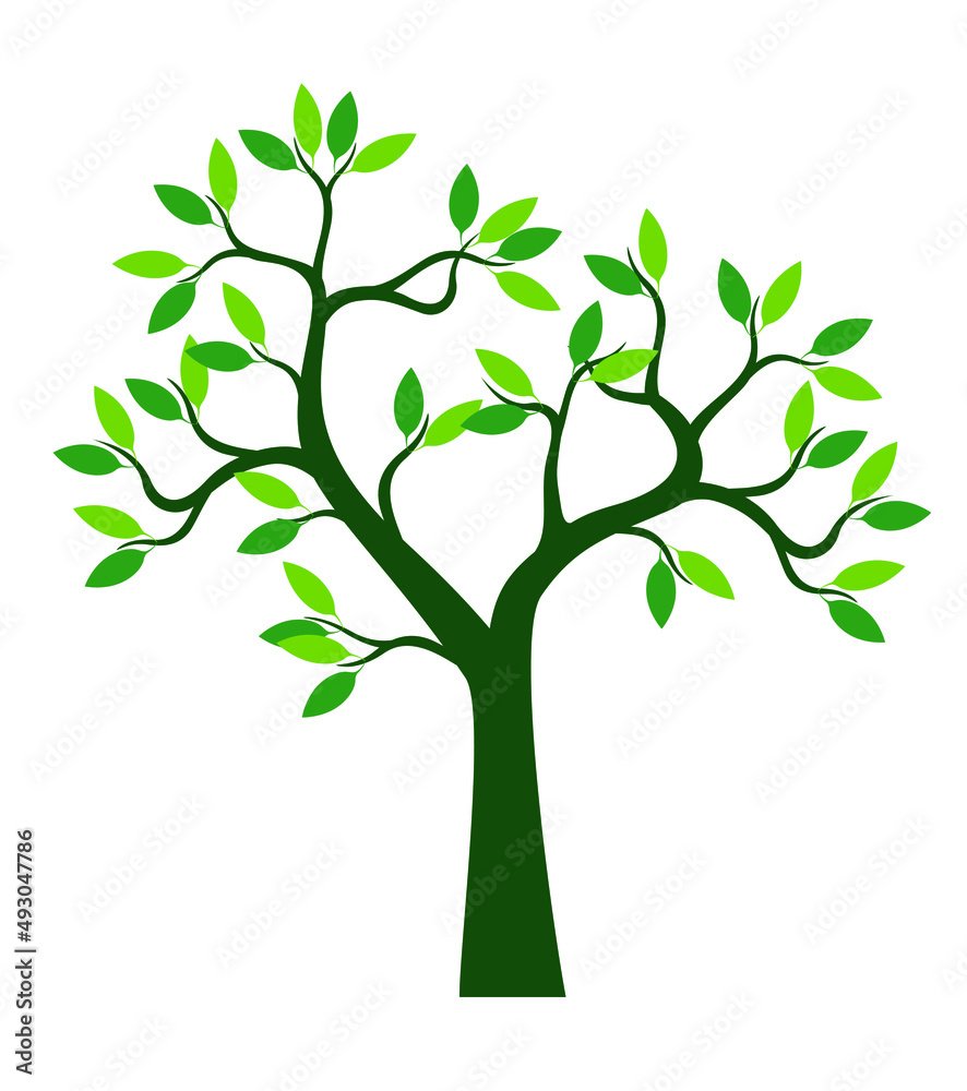 Green Tree with Leaves. Vector outline Illustration. Green Tree with Leaves. Vector outline Illustration.