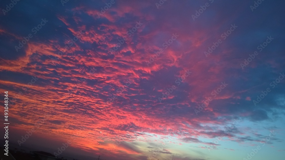 a beautiful sunset purplish clouds