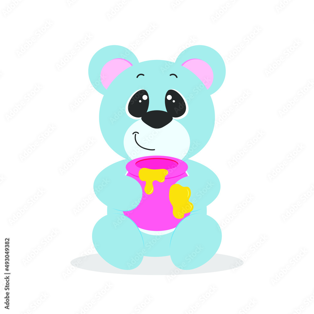 Fototapeta premium teddy bear holding a jar of honey