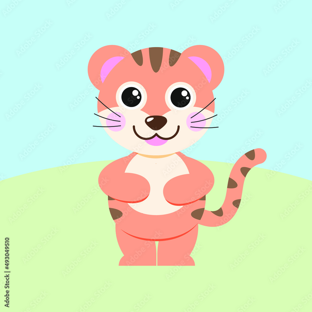 cute tiger cub on background cute tiger cub on background