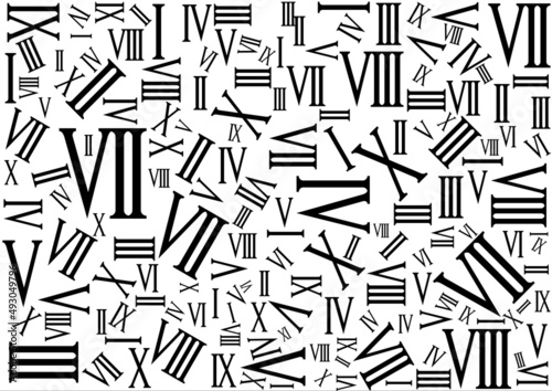 Background with Roman numerals scattered chaotic