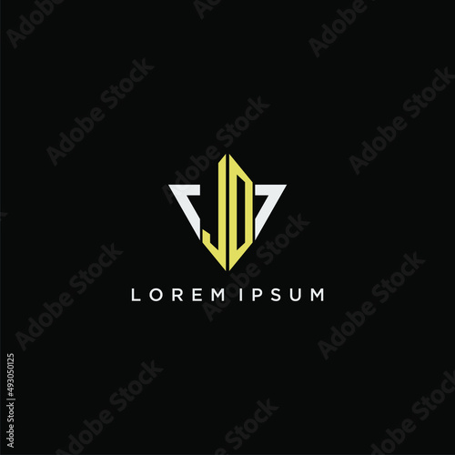 JO initial monogram logo for shape triangle creative design