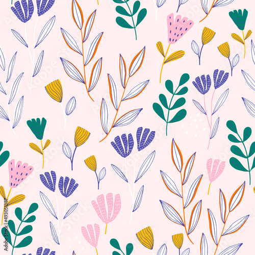 Seamless floral  pattern. Pink blossom summer  spring background. Perfect for fabric design  wallpaper  apparel. Vector illustration