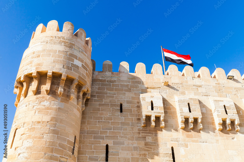 Alexandria, Egypt. Facade of the Citadel of Qaitbay