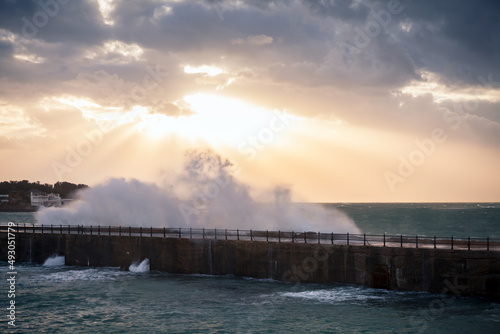 Wallpaper Mural Landscape with waves on stormy sea Torontodigital.ca