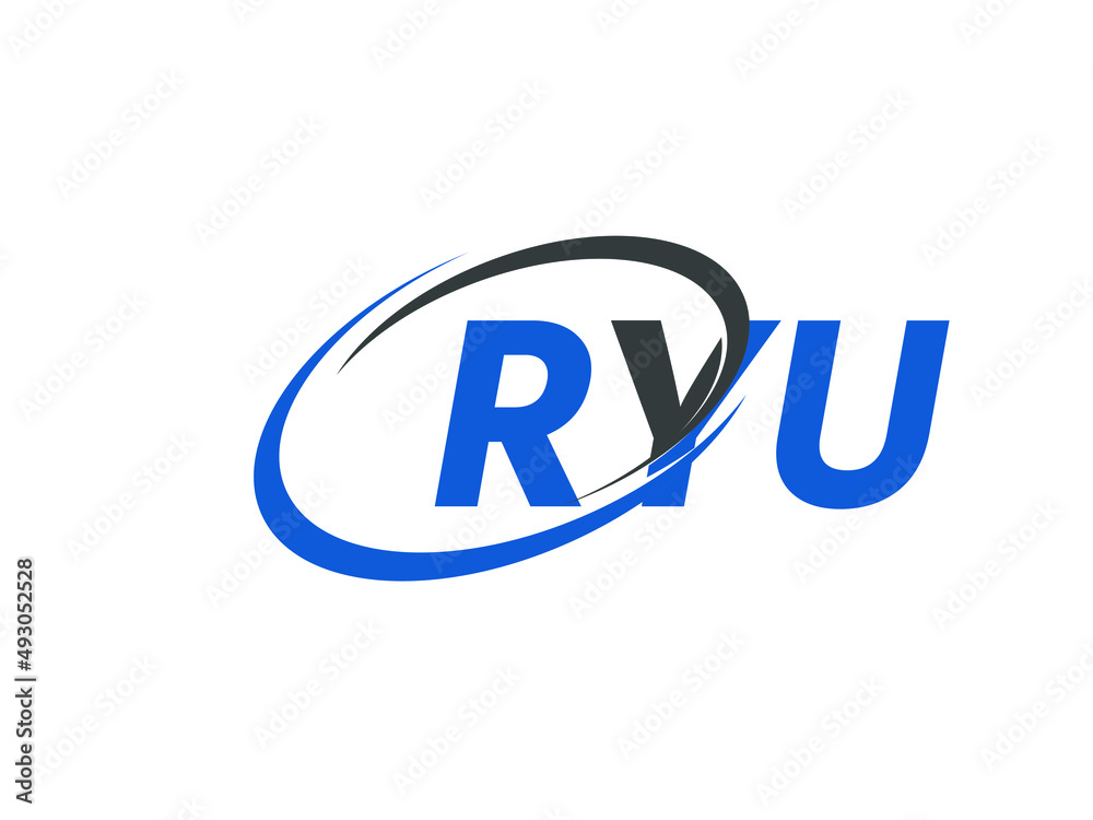 RYU letter creative modern elegant swoosh logo design RYU letter creative modern elegant swoosh logo design