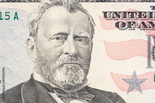 Obraz na płótnie US fifty dollar paper currency bill close up