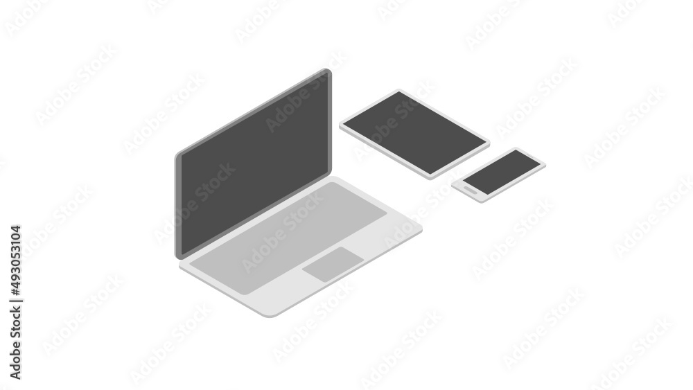Simple design, laptop, smartphone, tablet. - obrazy, fototapety, plakaty 