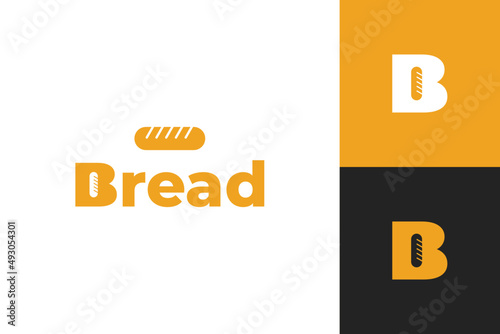 Letter B with bread icon logo design
