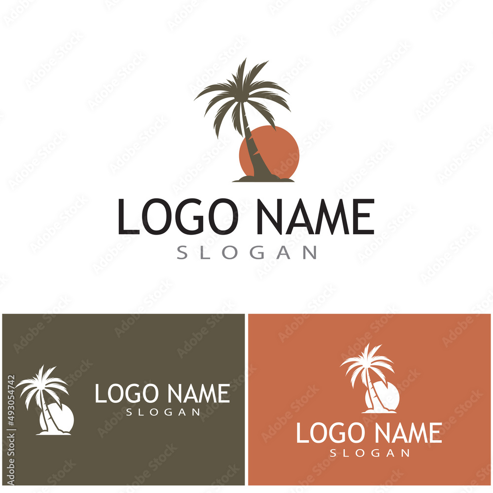 Palm tree summer logo template vector illustration