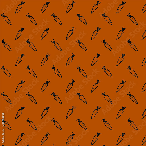Minimalistic orange seamless vector pattern with carrots