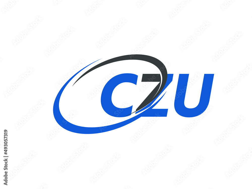 CZU letter creative modern elegant swoosh logo design - obrazy, fototapety, plakaty 