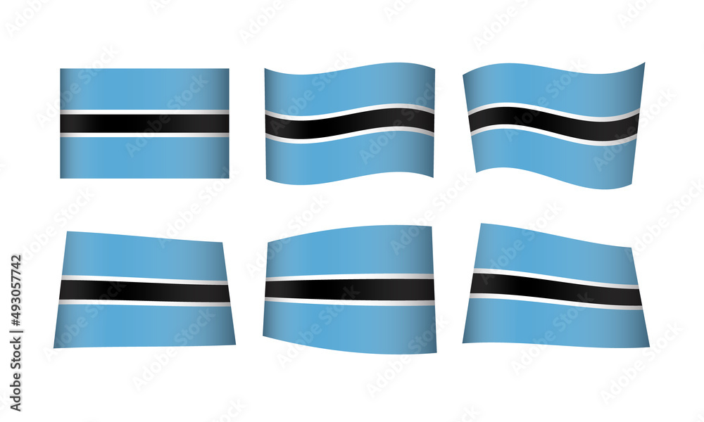 Botswana Flag Set Batswana Flags National Symbol Banner Icon Vector Stickers Africa Republic Kingdom Gaborone Wave Flags Country State Day Emblem Wavy Realistic Independence Culture Nation