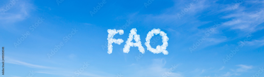FAQ word made of clouds on blue sky background FAQ word made of clouds on blue sky background