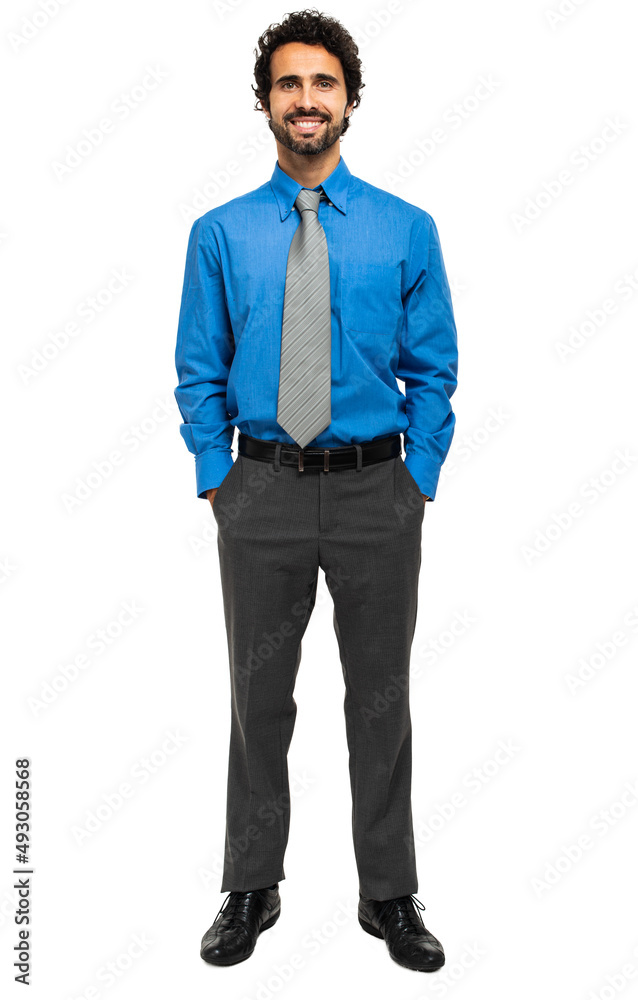 Smiling young manager portrait full length Smiling young manager portrait full length