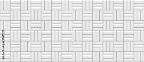 Tile subway. Brick wall. Seamless metro background. White ceramic pattern. Cement texture. Old rectangle brickwall. Apron faience print. Vintage stone surface. kitchen backsplash. Vector illustration