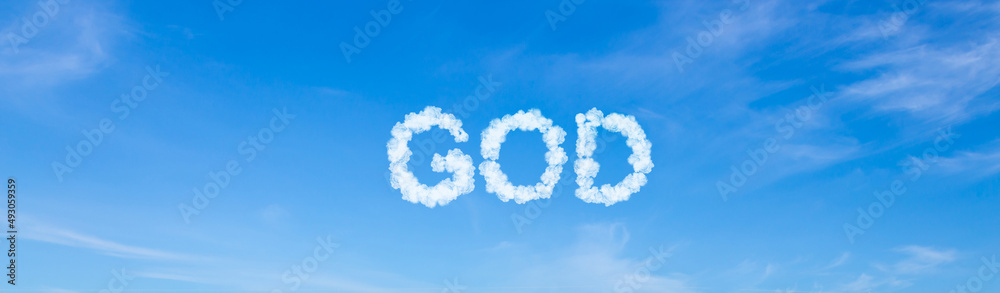 God word made of clouds on blue sky background God word made of clouds on blue sky background