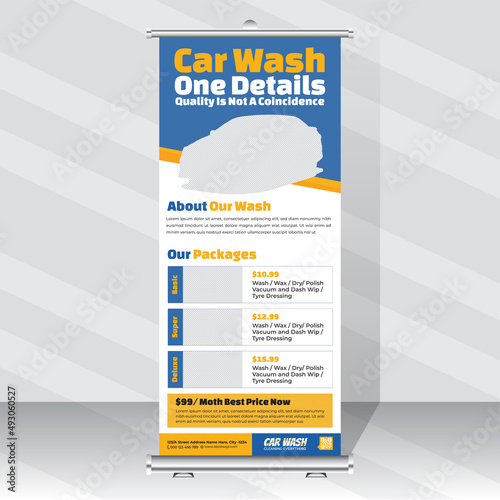 Template for a car wash and detailing service roll-up banner