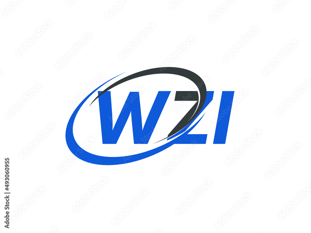 WZI letter creative modern elegant swoosh logo design - obrazy, fototapety, plakaty 