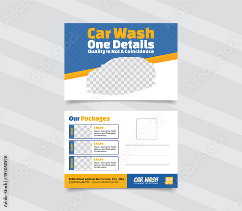 Car Washing Postcard design template