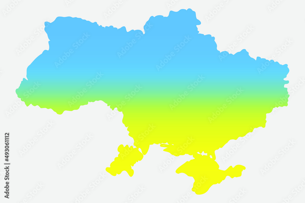ukraine map Vector Illustration of the gradient national colors of flag Incorporated Into the Map of Ukraine