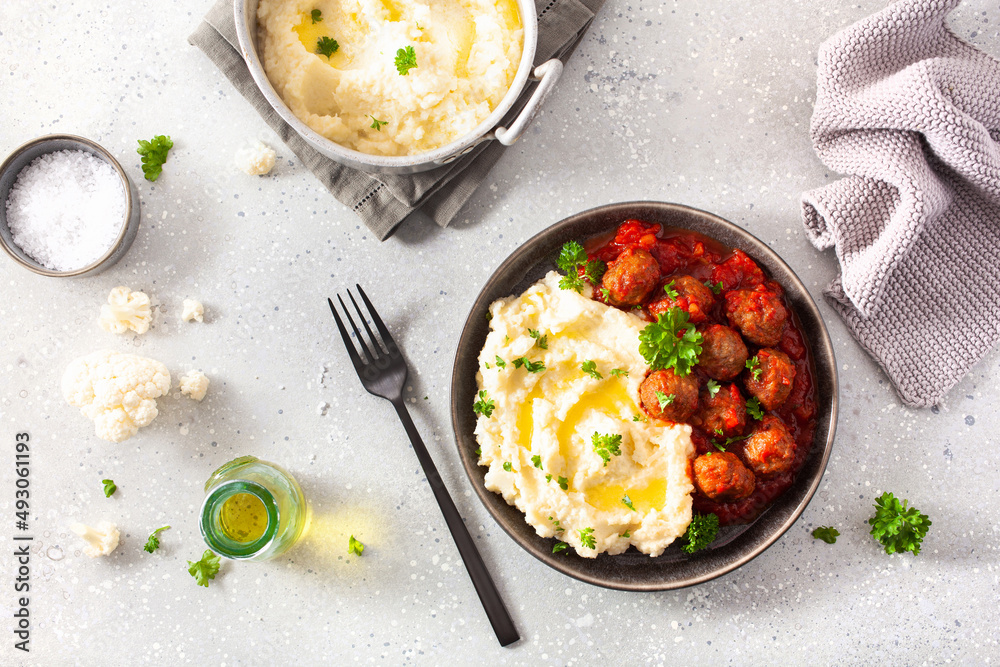 keto paleo diet lunch mashed cauliflower with meatballs keto paleo diet lunch mashed cauliflower with meatballs