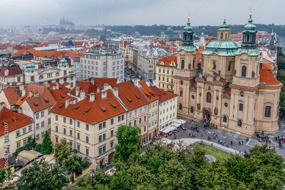Prague panoramic view of the city of Prague at the Old Town Square, Czechia
