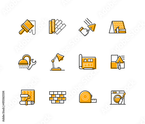 Construction and building - modern line design style icons set